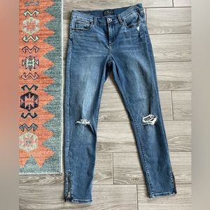Lucky Brand| Women’s Mid-Rise Skinny Distressed Jeans with Side Zip—Size 8/29•••